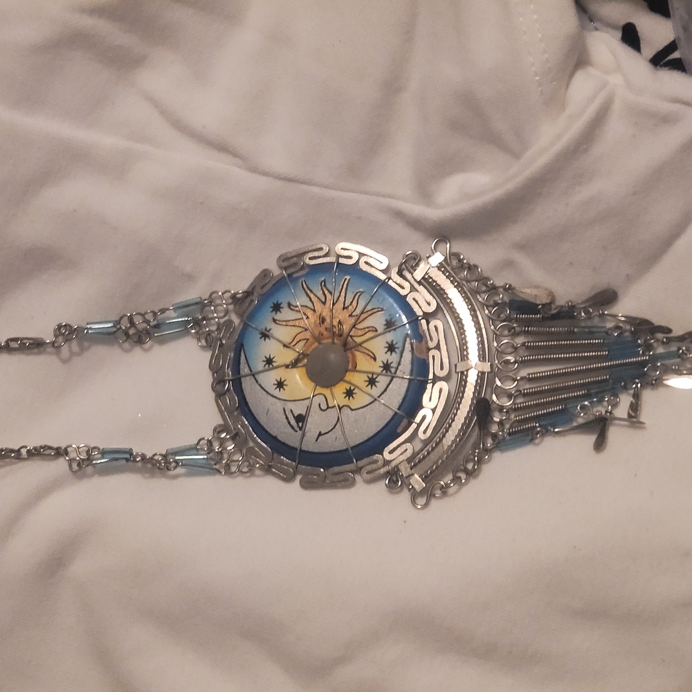 Silver and Blue Celestial Pendant Necklace